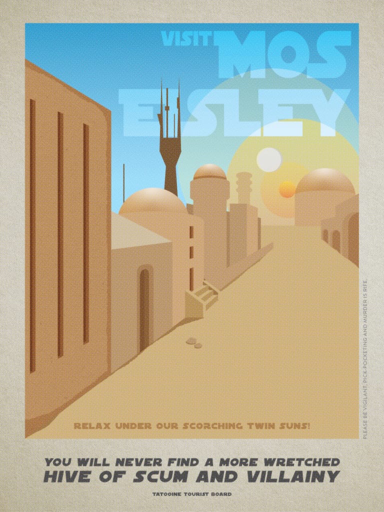 Vintage travel poster for Mos Eisley, Star Wars