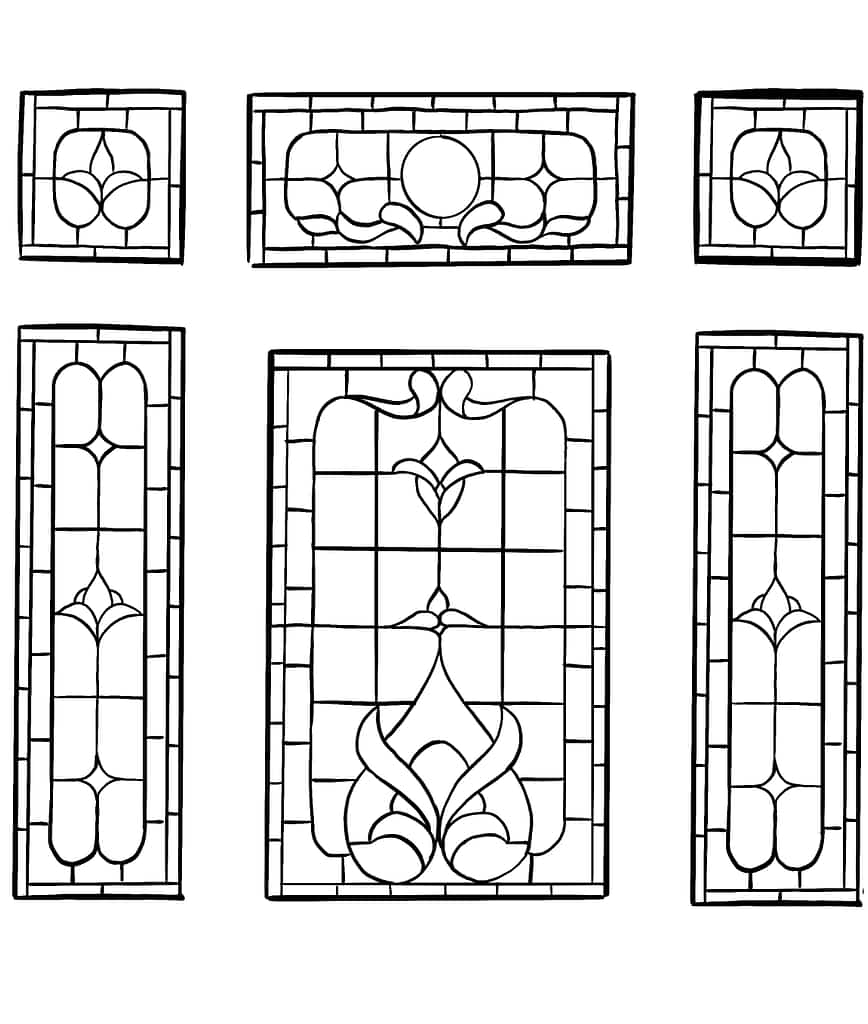 An illustration of an intricate Edwardian stained glass set