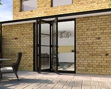 1800mm 3+0 Black Industrial Bifolds - Open