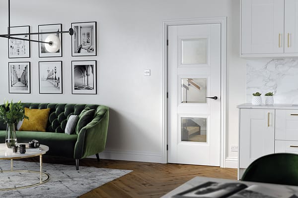 White Amsterdam Glazed 3 Light Door