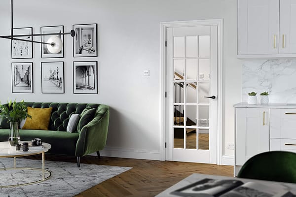 White SA Glazed 15 Light Door