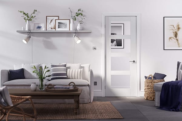 White Shaker Glazed 4 Light Door