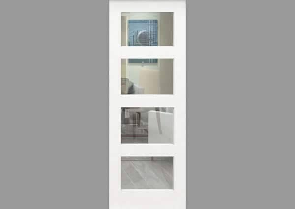 Shaker Glazed 4 Light White Primed Door