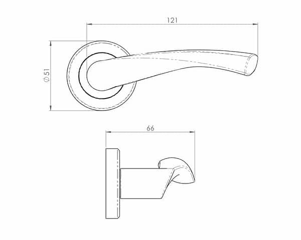 Venti Satin Nickel Internal Door Handle On Round Rose