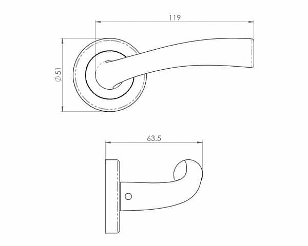 Cinquanta Satin Nickel Internal Door Handle On Round Rose