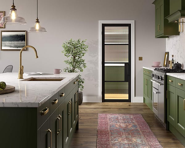 Chelsea Black Reeded Glazed Door