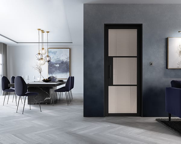 Tribeca Black Reeded Glazed Door
