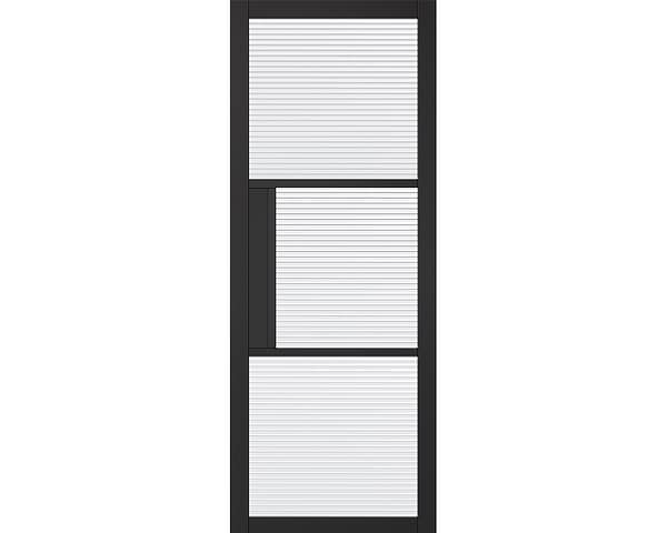 Tribeca Black Reeded Glazed Door
