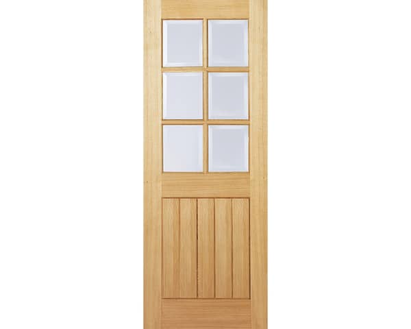 Mexicano Unfinished Oak 6L Door with Bevelled Glass