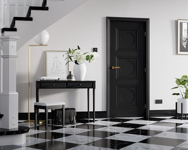 Antwerp Black 3 Panel Door
