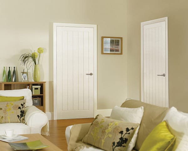 Textured Moulded White Vertical 5 Panel Door
