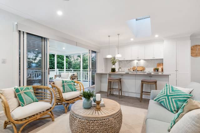 Small open plan living room with kitchen