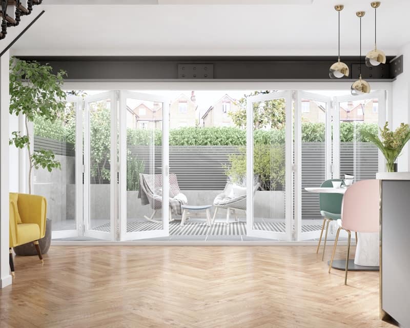 4800mm Icon White 3+3 Bifold Doors - Internal Shot