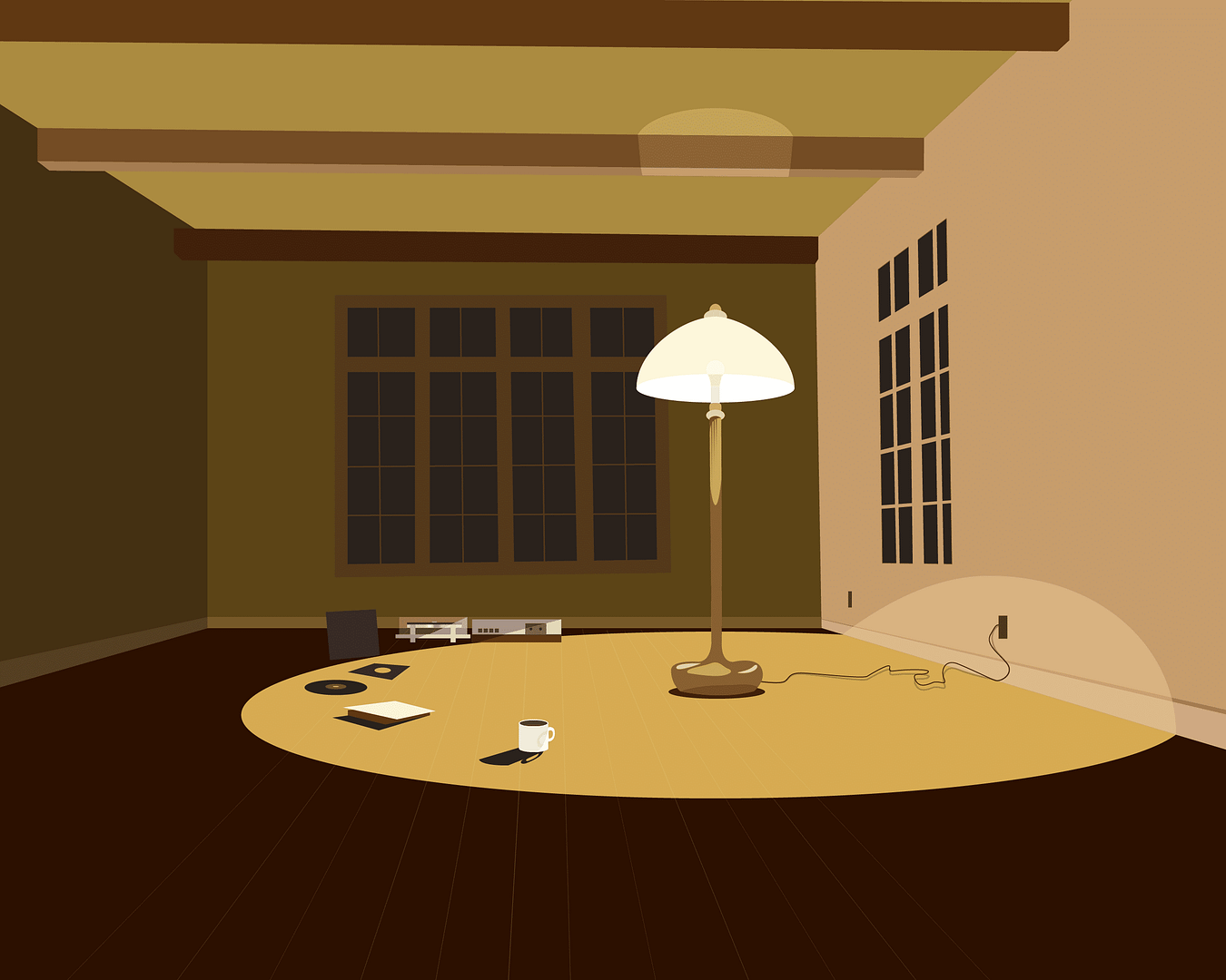 illustration of the interior of Steve Job's living room