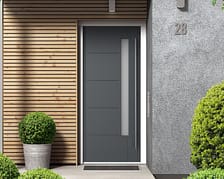 Grey Linear Glazed Front Doors - Installed
