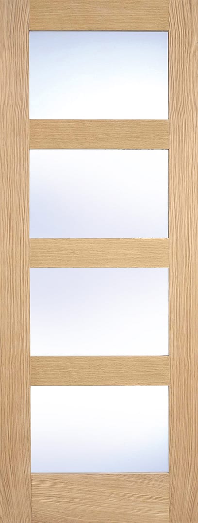 Oak Shaker Glazed 4 Light Clear Door Oak Shaker Glazed 4 Light Clear Door