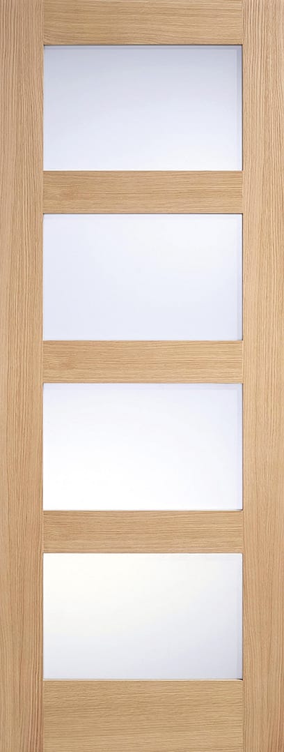 Oak Shaker Glazed 4 Light Frosted Pre-Finished Door Oak Shaker Glazed 4 Light Frosted Pre-Finished Door