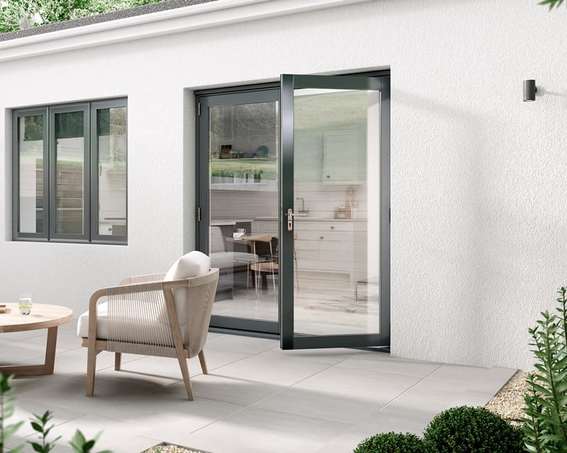 1800mm Aspect Grey French Doors - Open