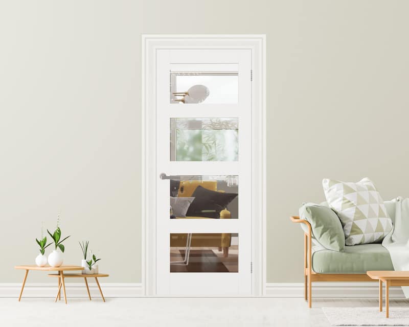 Shaker Glazed 4 Light White Primed Door Shaker Glazed 4 Light White Primed Door